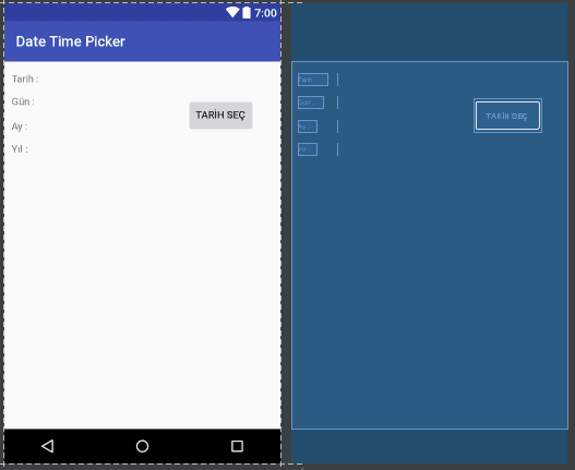 Android Time Picker Örnek Tasarım