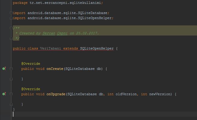 Android Java Class Olusturma